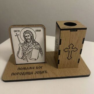 Drveni stalak za svijeću sa ikonom